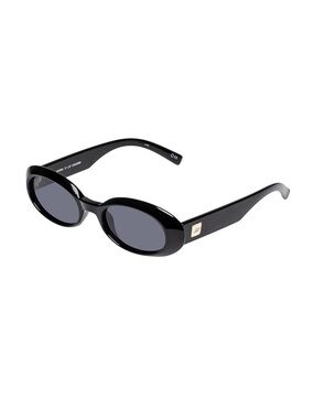 Le Specs “Work It” Black Oval Women's Sunglasses with Gold Accent